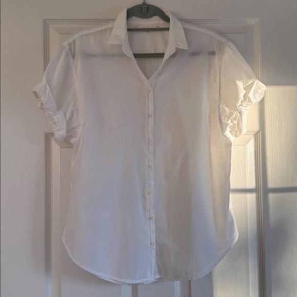 Xirena White Channing Button Down Short Sleeve Shirt XS Premium Designer - Picture 7 of 9